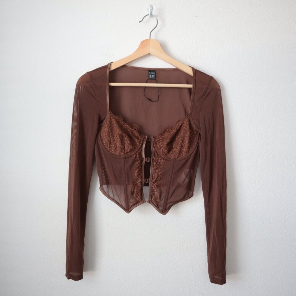 Corset Style Top with Mesh and Lace Details | M - Picture 1 of 6